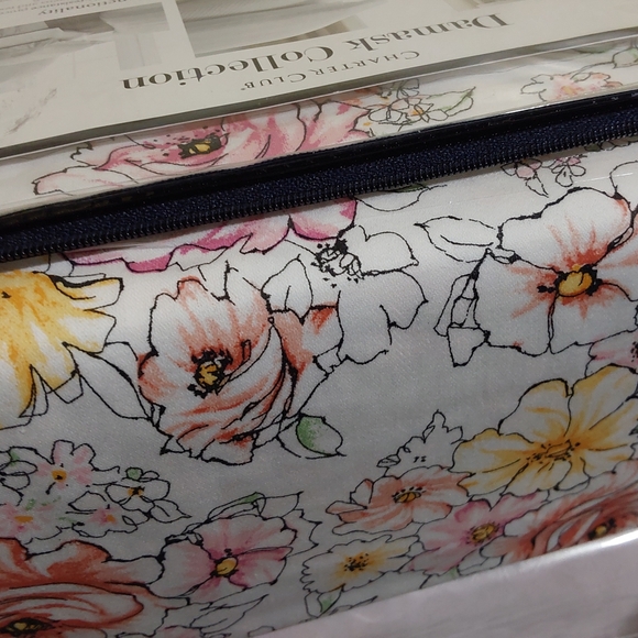 Charter Club Damask Floral Cal King Sheet Set - White with Pink & Yellow Flowers - Picture 5 of 7